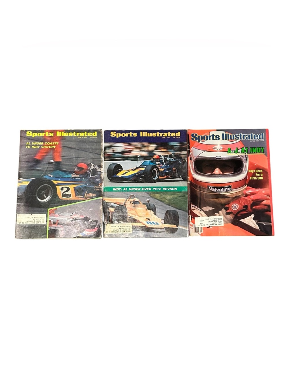 Sports Illustrated Indy 500 Lot AJ Foyt Al Unser Pete Revson Racing Vintage